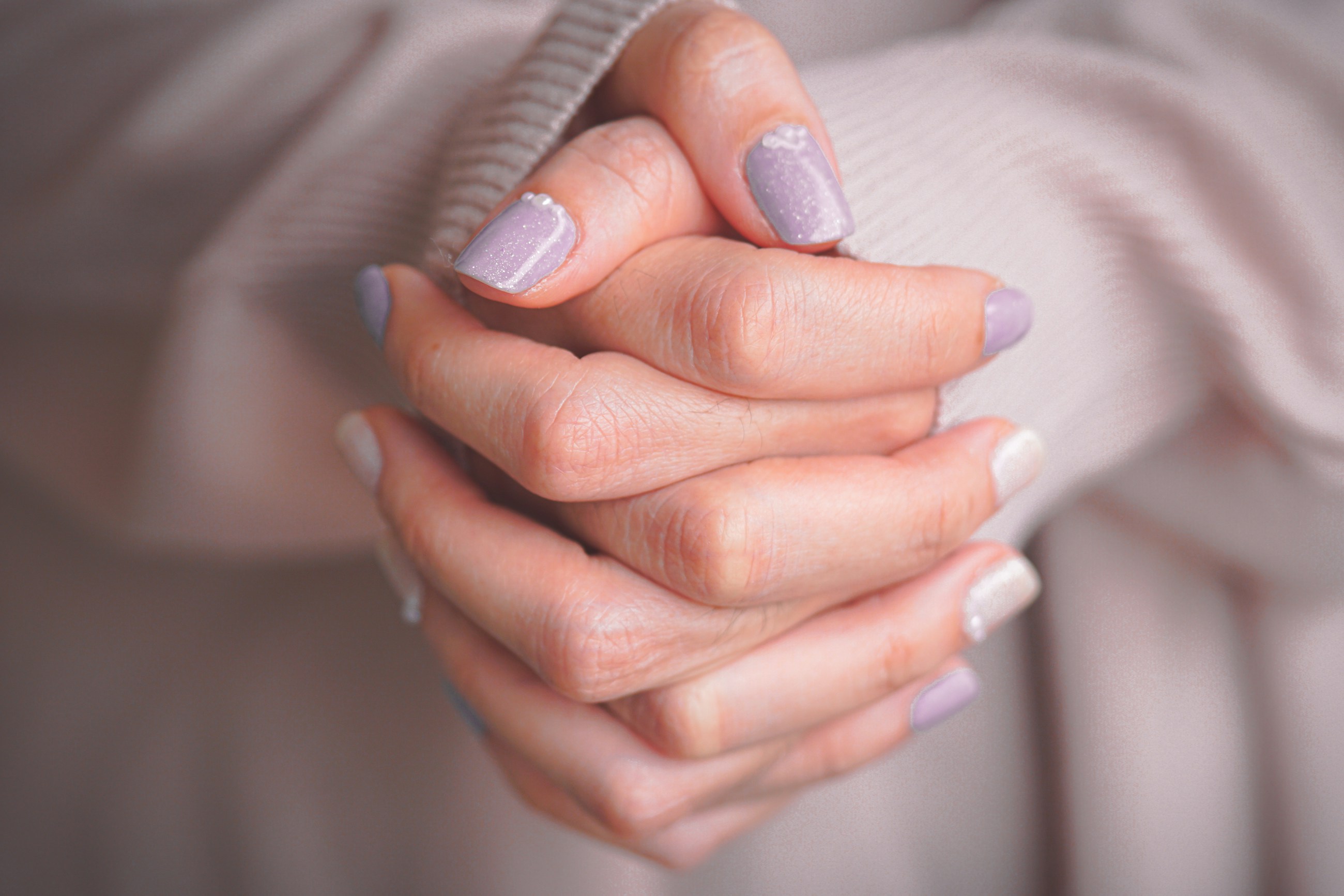 Hands-only placeholder of a soft lavender manicure detail for nail service gallery