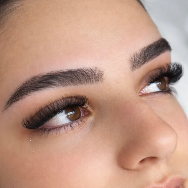 Finished lash extensions and laminated brows by BeautifulClawz