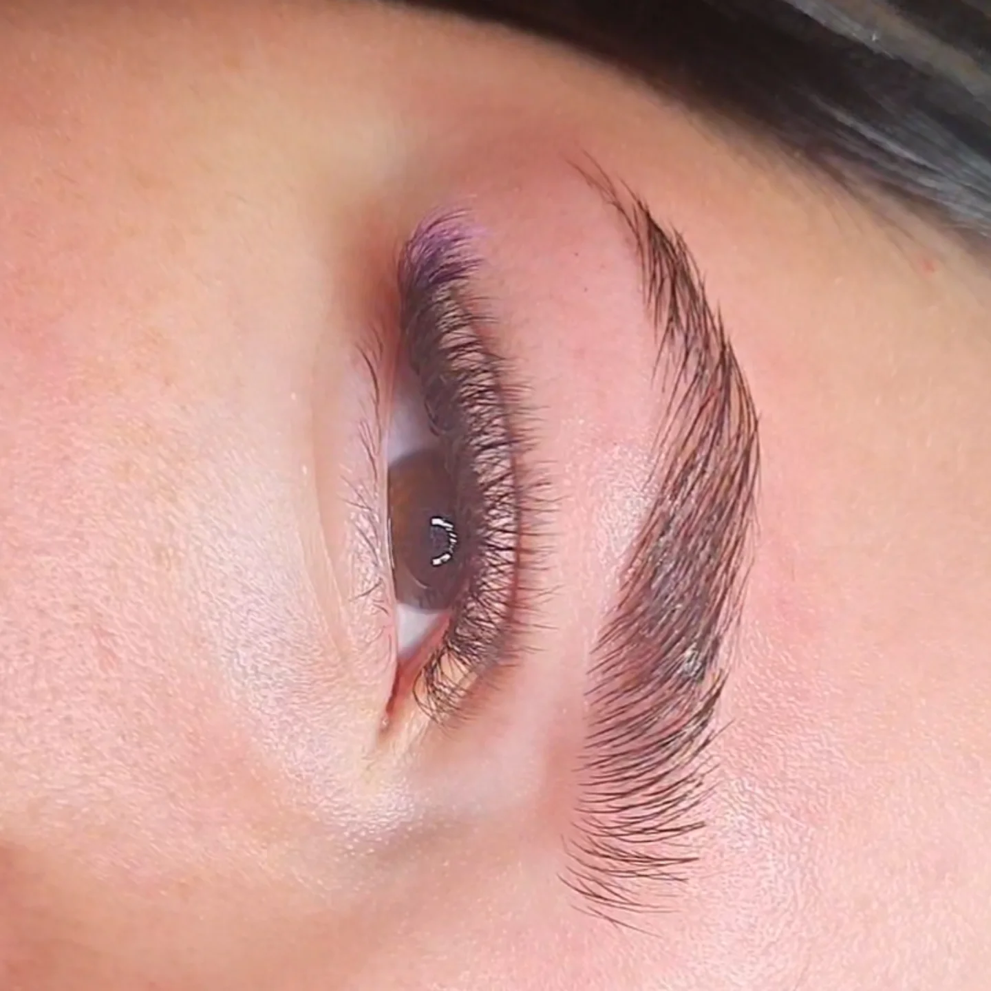 Natural lash extension and brow finish close-up by BeautifulClawz
